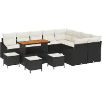 vidaXL Tuinbank Set 13 st Zwart poly rattan