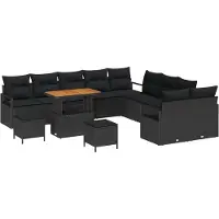 vidaXL Tuinbank Set 13 st 12-Aantal zitplaatsen Zwart