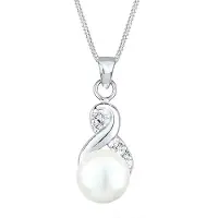 Elli - Halsketting - Dames Oneindigheid Hanger Elegant met zoetwater gekweekte parel en Kristallen in 925 Sterling Zilver - Dames