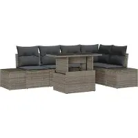 vidaXL Tuinbank Set 6 st Grijs poly rattan