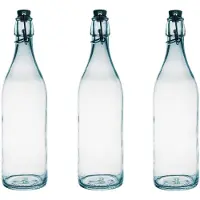 Bormioli Rocco beugelfles/weckfles - 10x - transparant - glas - 1 liter - Waterflessen/Karaffen