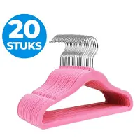 Acaza 20 Stuks Kinder Kledinghangers met Fluwelen Bekleding, Kledinghangers voor Kindjes of Babies, Roze