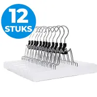 Acaza Kledinghangers - Broekhanger - 12 Stuks - Anti Slip - 100% FSC-Gekeurd Duurzaam Hout - Wit