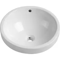 Vente-unique Ronde, half ingebouwde keramische wastafel voor de badkamer - 46 cm - Wit - CATONAC II
