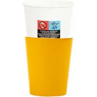 Givi Italia Feestbekers met hoesjes - 8x - geel - papier - 250ml - kinderfeestje - kartonnen bekertjes