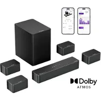 Ultimea Poseidon D80 Boom Dolby Atmos Soundbar 7.1 met 6.5" Draadloze Subwoofer, 500W Surround Sound voor TV - Zwart