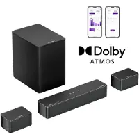 Ultimea Poseidon M4T Home Theater System: 5.1-kanaals Dolby Atmos-soundbar met draadloze subwoofer en 2 surround-luidsprekers