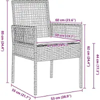 vidaXL Tuinstoel met kussen 2 pcs Bruin 55 x 53 x 85 cm poly rattan