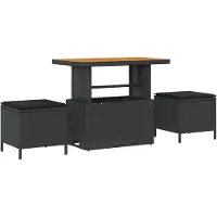 vidaXL Tuin Eettafel Set 3 st Zwart poly rattan