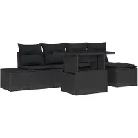 vidaXL Tuinbank Set 6 st Zwart poly rattan