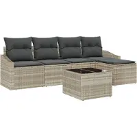 vidaXL Bankstel 6 st Lichtgrijs poly rattan
