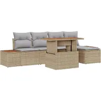 vidaXL Tuinbank Set 6 st Beige en Grijs