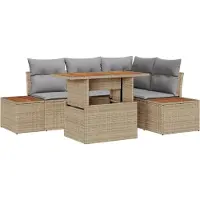 vidaXL Tuinbank Set 5 st Beige en Grijs