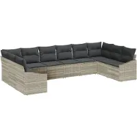 vidaXL Tuinbank Set 10 st Lichtgrijs poly rattan