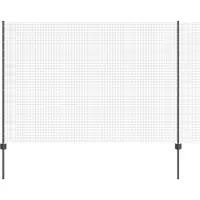 vidaXL gelast draadhek met palen 10 x 1,5 m Gegalvaniseerd staal Grijs