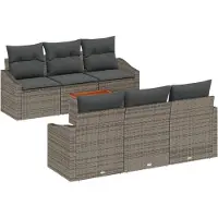 vidaXL Tuinbank Set 7 st Grijs poly rattan