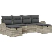 vidaXL Bankstel 6 st Lichtgrijs poly rattan