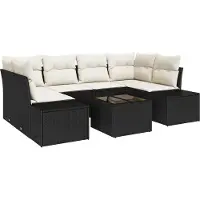 vidaXL Tuinbank Set 7 st Zwart poly rattan