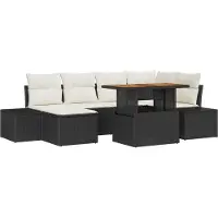 vidaXL Tuinset, 7-delig, zwart en crème