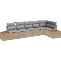 vidaXL Tuinbank Set 6 st Beige Poly rattan