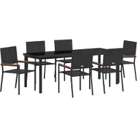 vidaXL Tuin Eettafel Set 7 st Zwart poly rattan
