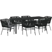 vidaXL Tuin Eettafel Set 7 st Zwart Gepoedercoat staal