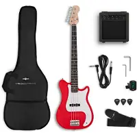 Gear4Music VISIONSTRING Basgitaarpakket Rood