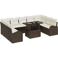 vidaXL Tuinbank Set 10 st Bruin Poly rattan