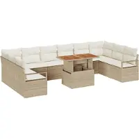 vidaXL Tuinbank Set 11 st Beige Poly rattan