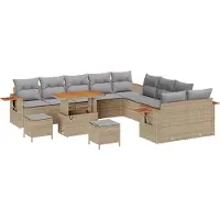 vidaXL Tuinbank Set 17 st 10-Aantal zitplaatsen Beige en Lichtgrijs