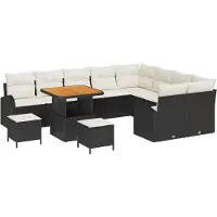 vidaXL Tuinbank Set 12 st Zwart poly rattan