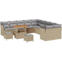 vidaXL Tuinbank Set 13 st 12-Aantal zitplaatsen Beige en Lichtgrijs