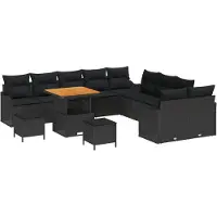 vidaXL Tuinset, 13 stuks, 12 zitplaatsen, zwart