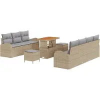 vidaXL Tuinbank Set 10 st 9-Aantal zitplaatsen Beige en Lichtgrijs