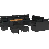 vidaXL Tuinset met 14 stukken, zwart, van polyrotan