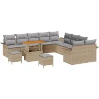 vidaXL Tuinbank Set 13 st Beige poly rattan