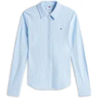 Tommy Hilfiger dameshemd, model 1985 Slim, met puntkraag, meerkleurig (Ithaca STP/Vessel Blue), maat XXS
