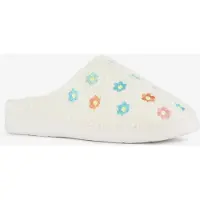 Thu!s dames teddy pantoffels met bloemen beige maat 39/40