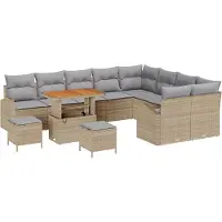 vidaXL Tuinbank Set 12 st 11-Aantal zitplaatsen Beige en Lichtgrijs