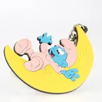 Schleich Baby smurf op de maan - flexibel rubber sleutelhanger - 8 cm