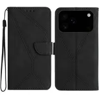 Mobigear Telefoonhoesje geschikt voor Apple iPhone 17 Pro Max Hoesje | Stitch Bookcase Portemonnee | Pasjeshouder voor 3 Pasjes | Telefoonhoesje voor Pinpas / OV Kaart / Rijbewijs - Zwart