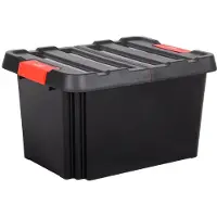 Eda Plastiques outdoor/tuin opberg box Stockr - vocht- en vorstbestendig - zwart - 85 liter - 65 x 50 x 39 cm - kunststof