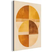 MuchoWow Aluminium schilderij 120x160 cm - Wanddecoratie metaal - Cirkels - Geel - Minimalistisch - Metalen muurdecoratie woonkamer - Decoratie industrieel - Foto op dibond - Industriële accessoires slaapkamer