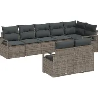 vidaXL Tuinbank Set 8 st Grijs poly rattan