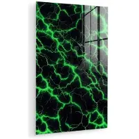 MuchoWow Glasschilderij 120x180 cm - Schilderij acrylglas - Bliksemflitsen - Groen - Energie - Foto op glas - Muurdecoratie woonkamer - Wanddecoratie slaapkamer - Schilderijen
