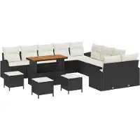vidaXL Tuinbank Set 14 st Zwart poly rattan