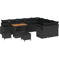 vidaXL Tuinbank Set 12 st 11-Aantal zitplaatsen Zwart