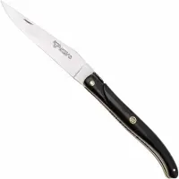 Laguiole En Aubrac Ebony, Black Mosaic Pin, Brass Liner, zakmes, 12 cm