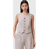 AllSaints Aleida Tri Waistcoat Greige Brown Size: 4 | Vests Outlet | Dames | Bruin