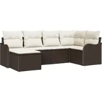 vidaXL Tuinbank Set 6 st Bruin en wit poly rattan